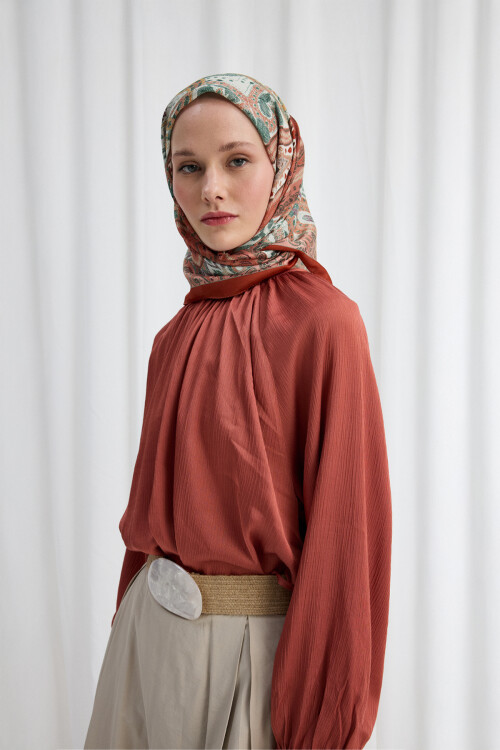 Milano Desen Soft Eşarp - Kiremit 