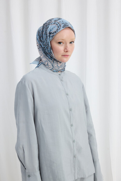 Milano Desen Soft Eşarp - Mavi 