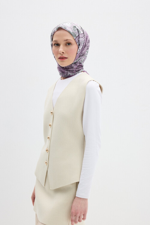 Milano Desen Soft Eşarp - Mor 