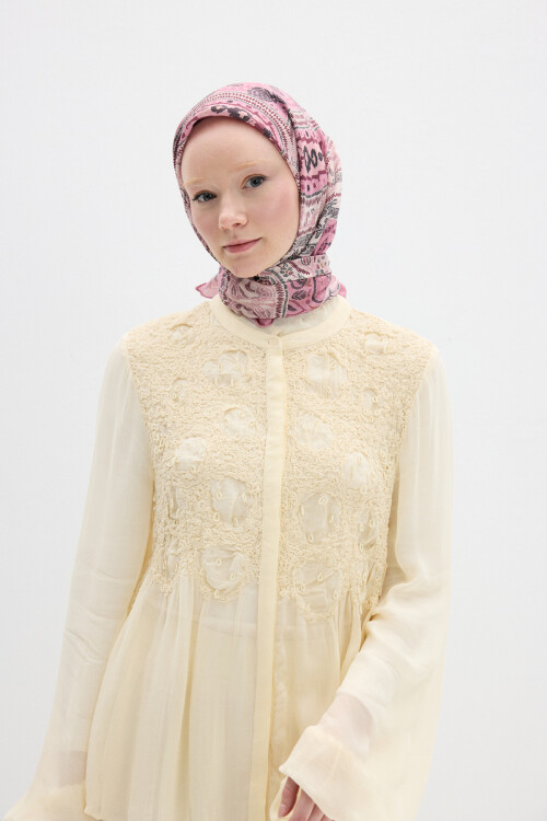 Milano Desen Soft Eşarp - Pembe 