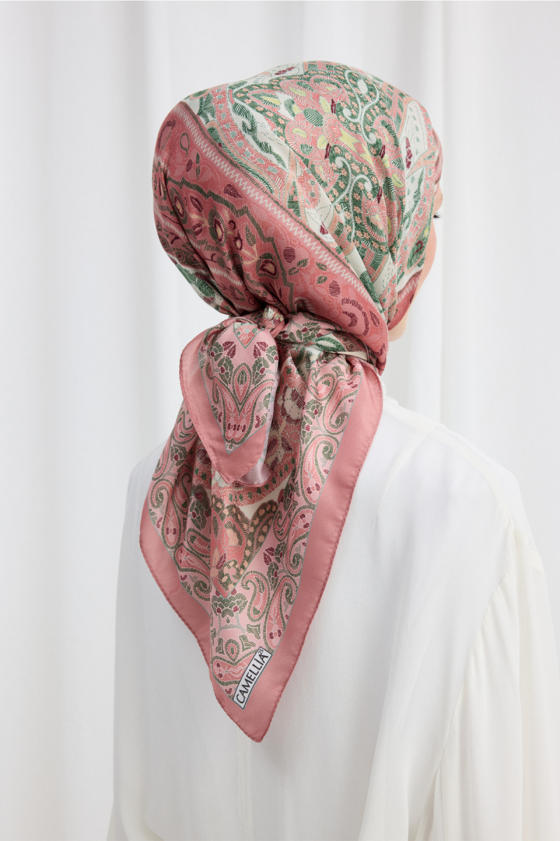 Milano Desen Soft Eşarp - Pembe Yeşil - 2