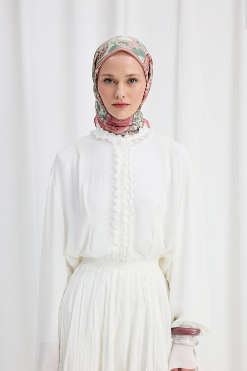 Milano Desen Soft Eşarp - Pembe Yeşil 