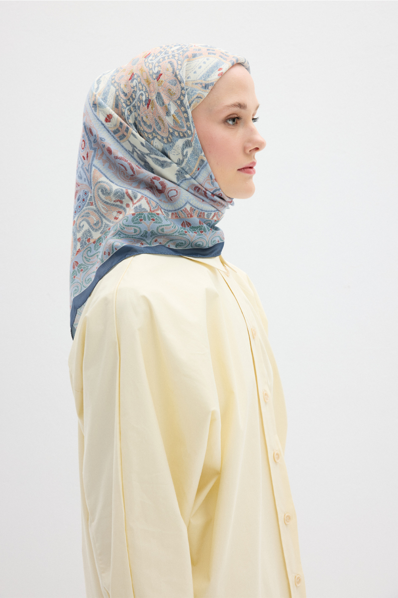Milano Desen Soft Eşarp - Soğuk Mavi - 2