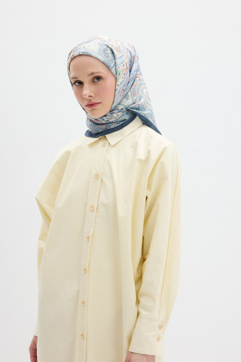 Milano Desen Soft Eşarp - Soğuk Mavi - 1