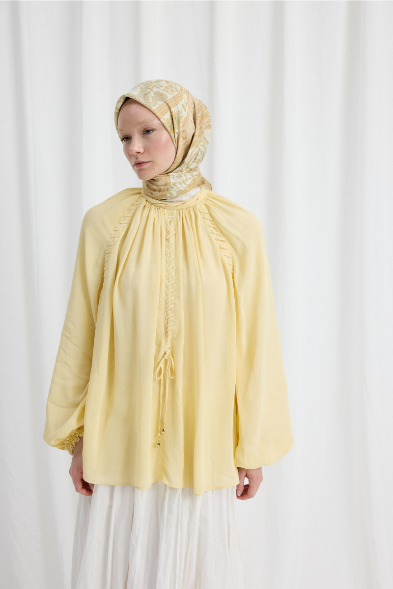 Milano Desen Soft Eşarp - Tereyağ Sarısı - 1