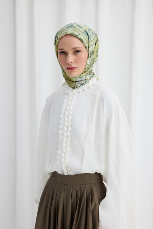 Milano Desen Soft Eşarp - Yeşil 