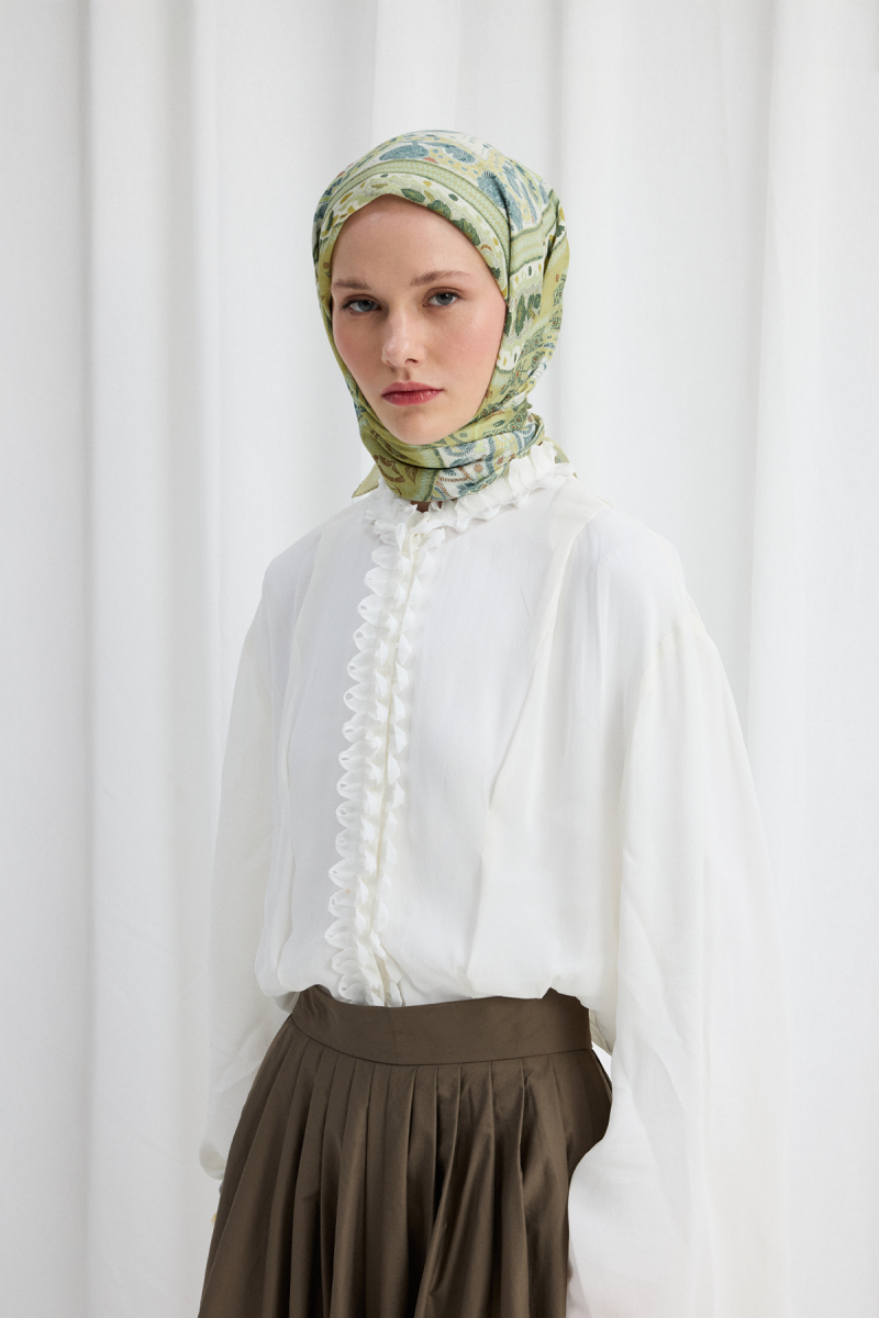 Milano Desen Soft Eşarp - Yeşil - 1