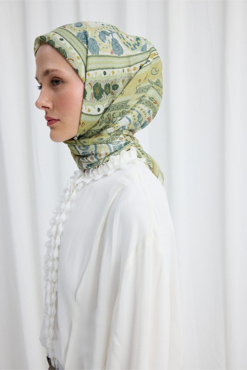Milano Desen Soft Eşarp - Yeşil - 2
