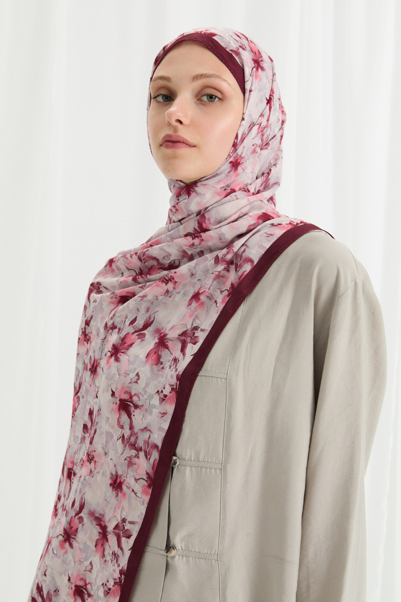 Olivia Kraş Şal - Bordo - 2