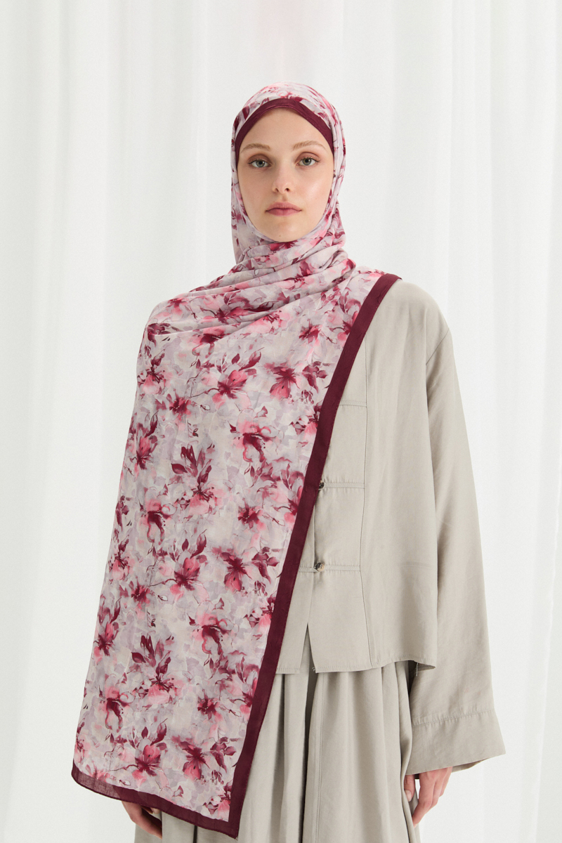 Olivia Kraş Şal - Bordo - 1