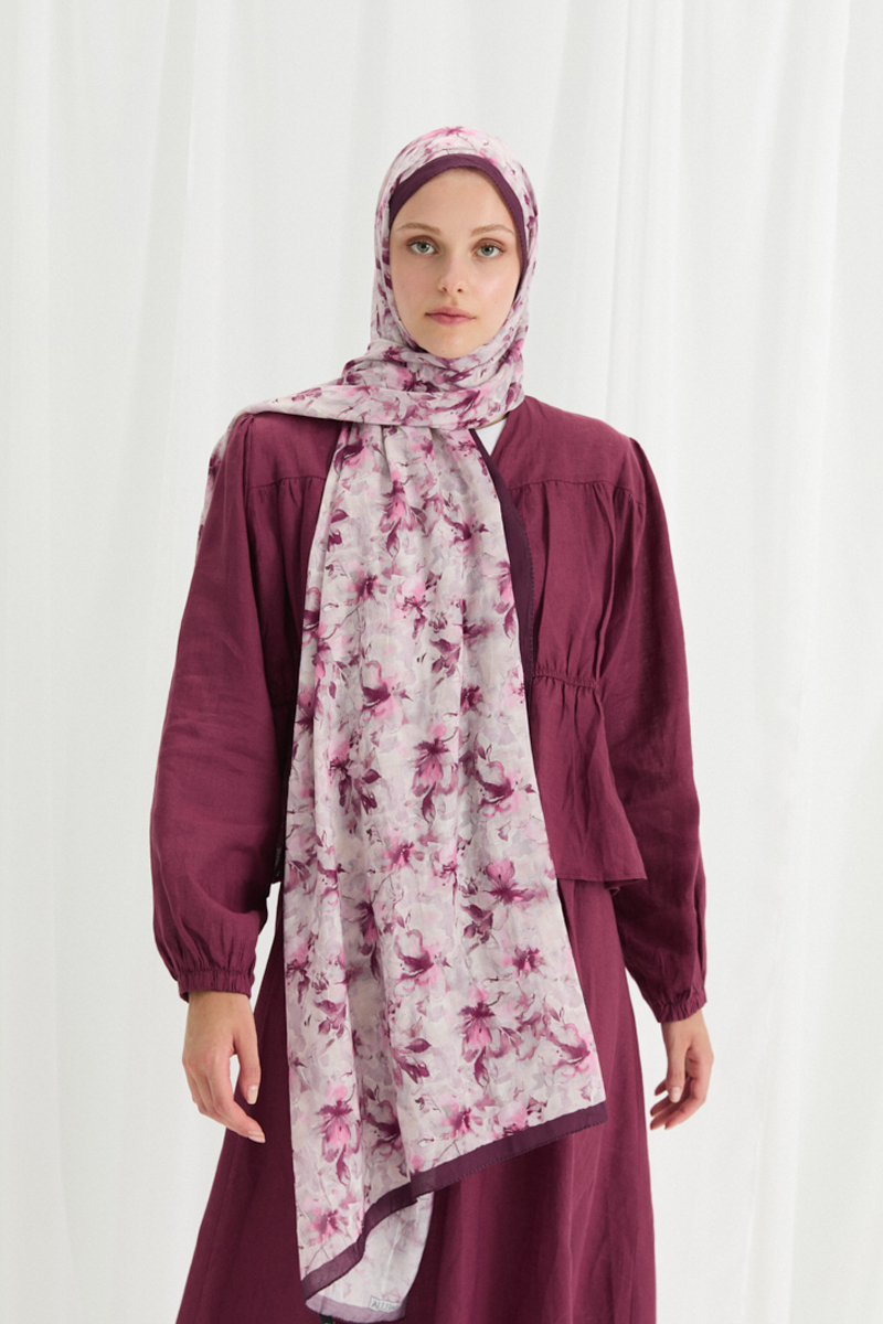 Olivia Kraş Şal - Mürdüm - 1