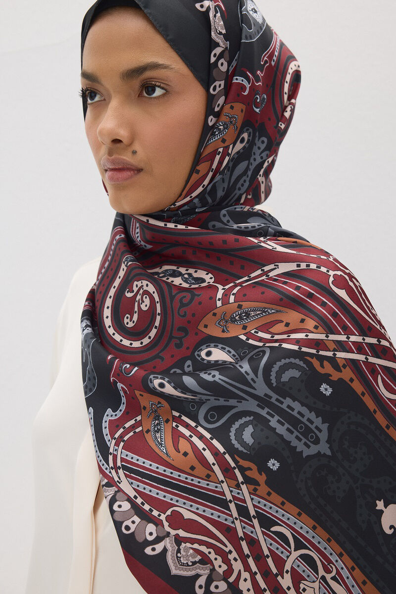 Perle Pulse Desen - Siyah/Bordo - 5