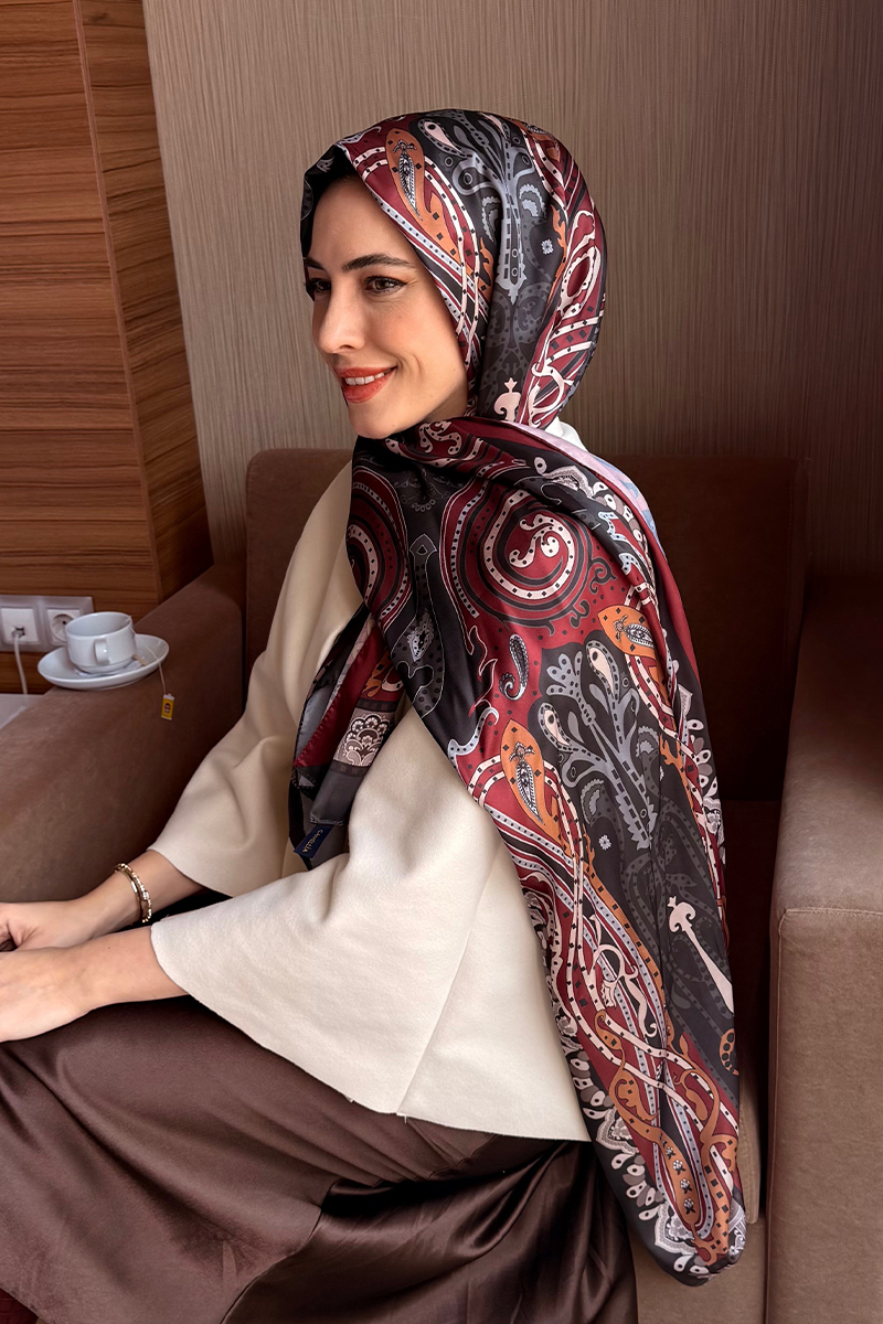 Perle Pulse Desen - Siyah/Bordo - 1