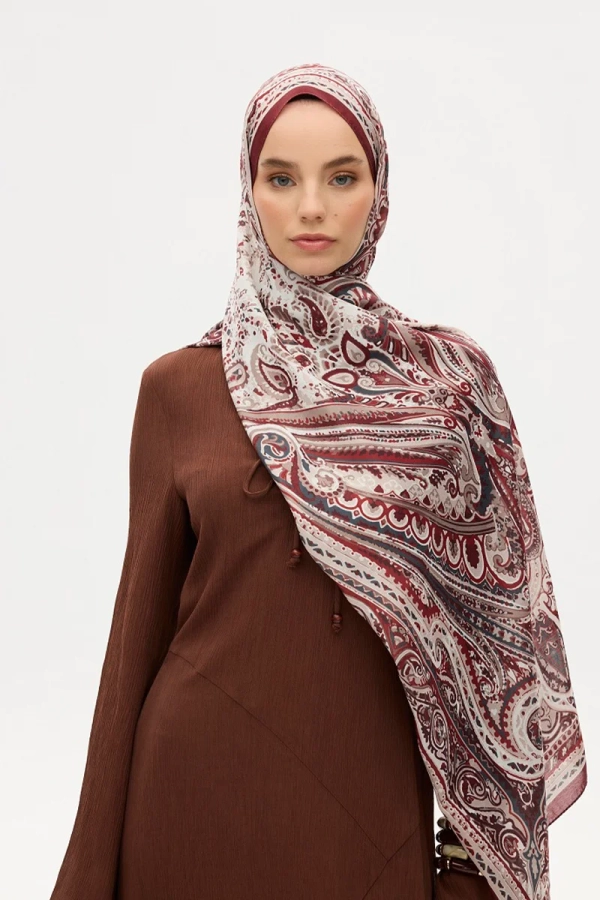 Previous Collection Soft Şal - Bej / Bordo - 1