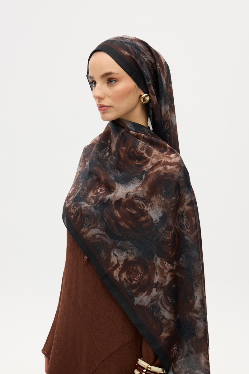 Rossa Desen Soft Şal - Koyu Kahve - 2