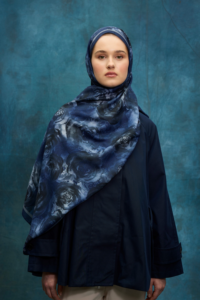 Rossa Desen Soft Şal - Lacivert - 2