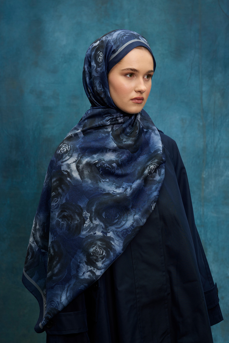 Rossa Desen Soft Şal - Lacivert - 3