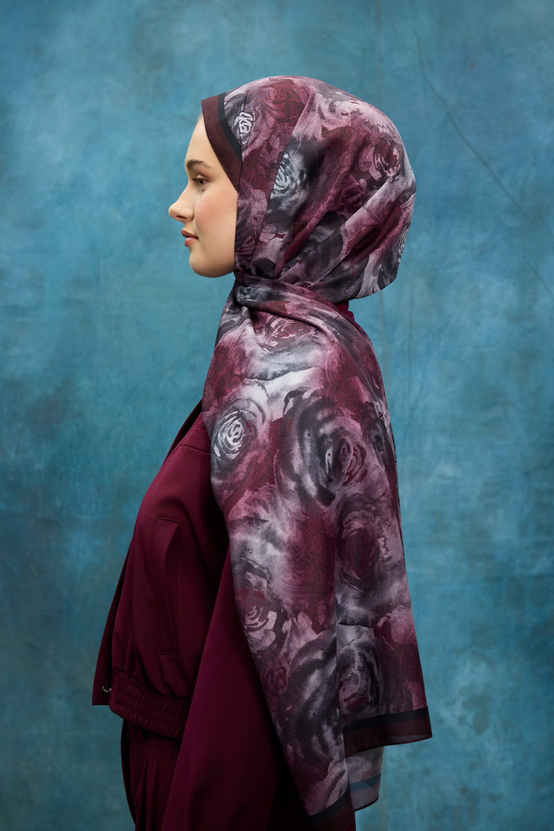 Rossa Desen Soft Şal - Mürdüm - 2