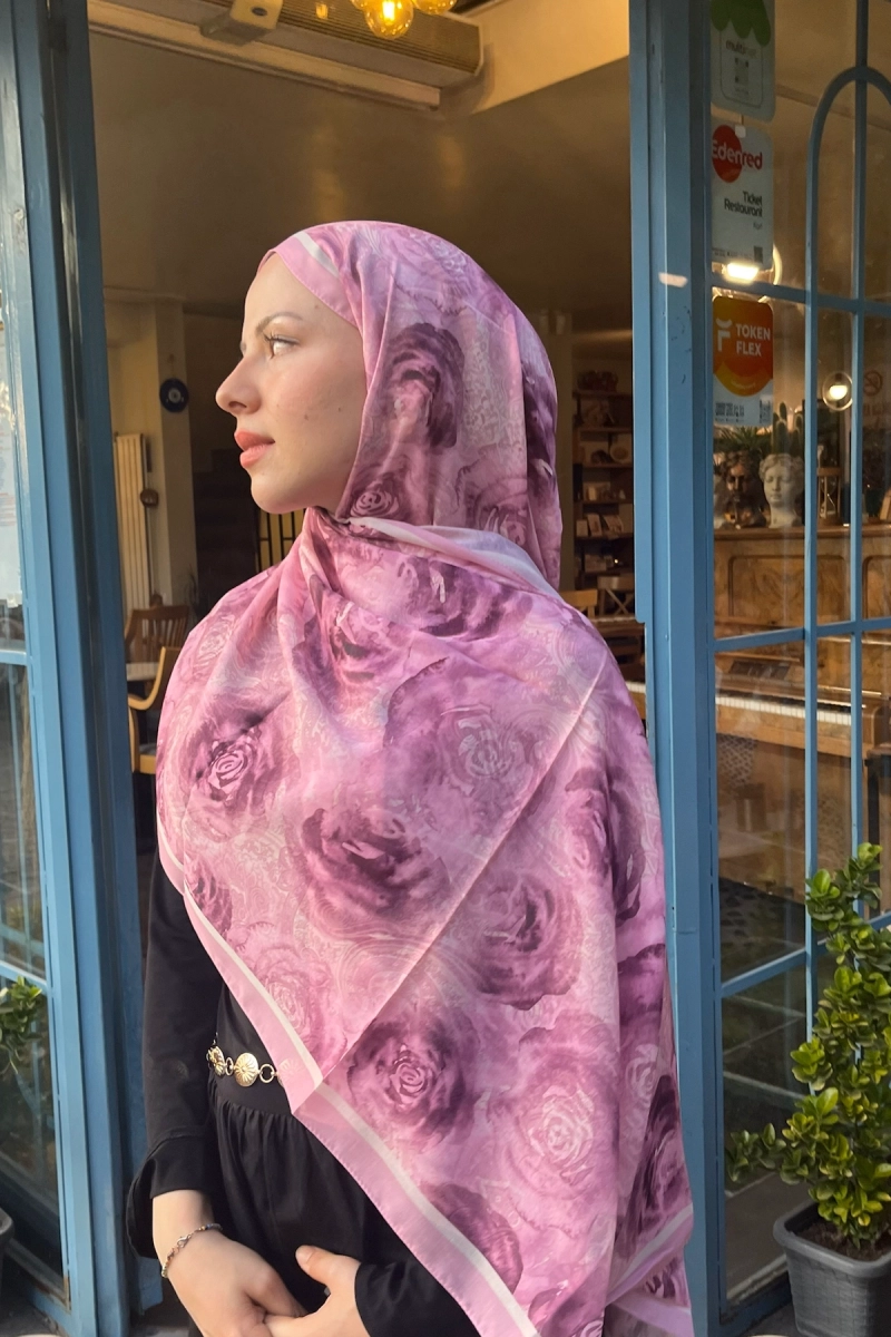 Rossa Desen Soft Şal - Pembe - 1