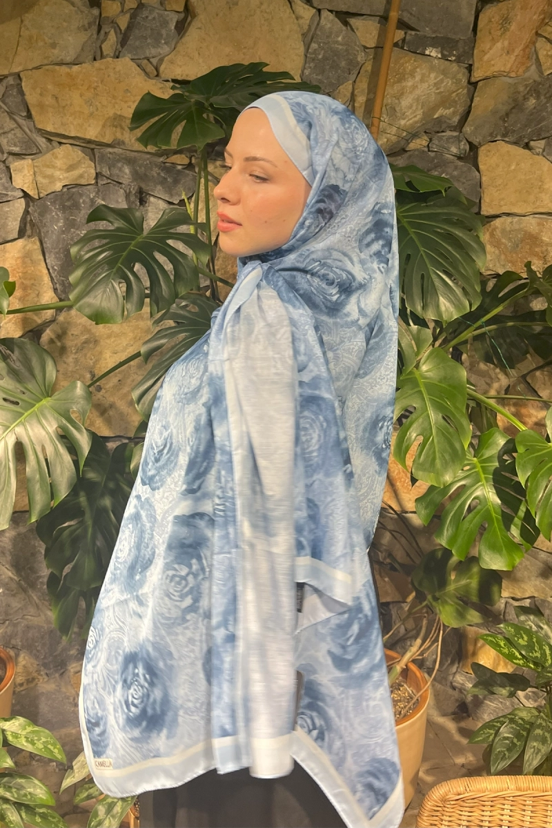 Rossa Desen Soft Şal - Bebe Mavisi - 1