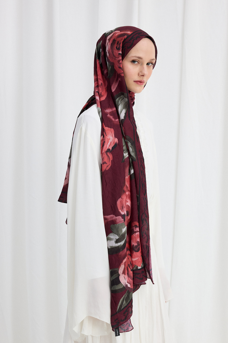 Rossa Kraş Şal - Bordo - 2