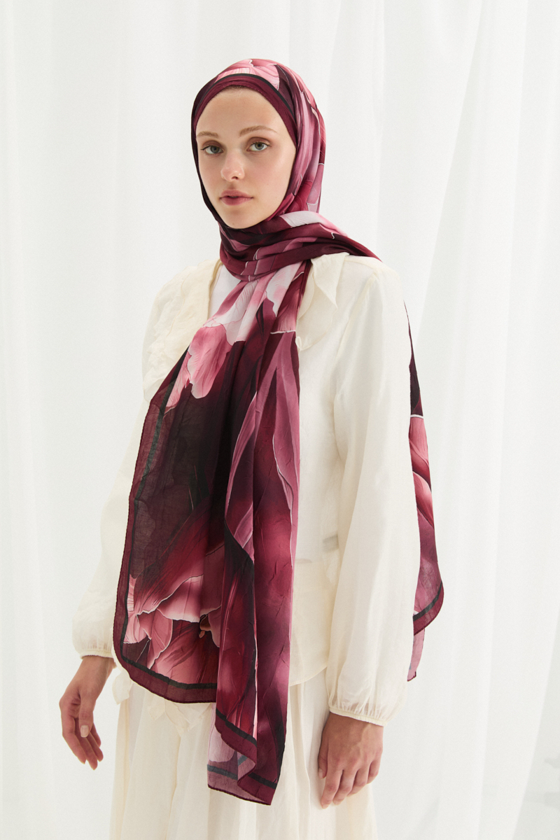 Tulipano Kraş Şal - Bordo - 3