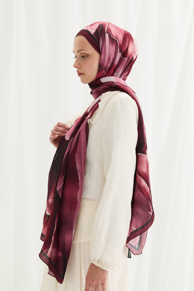 Tulipano Kraş Şal - Bordo - 4
