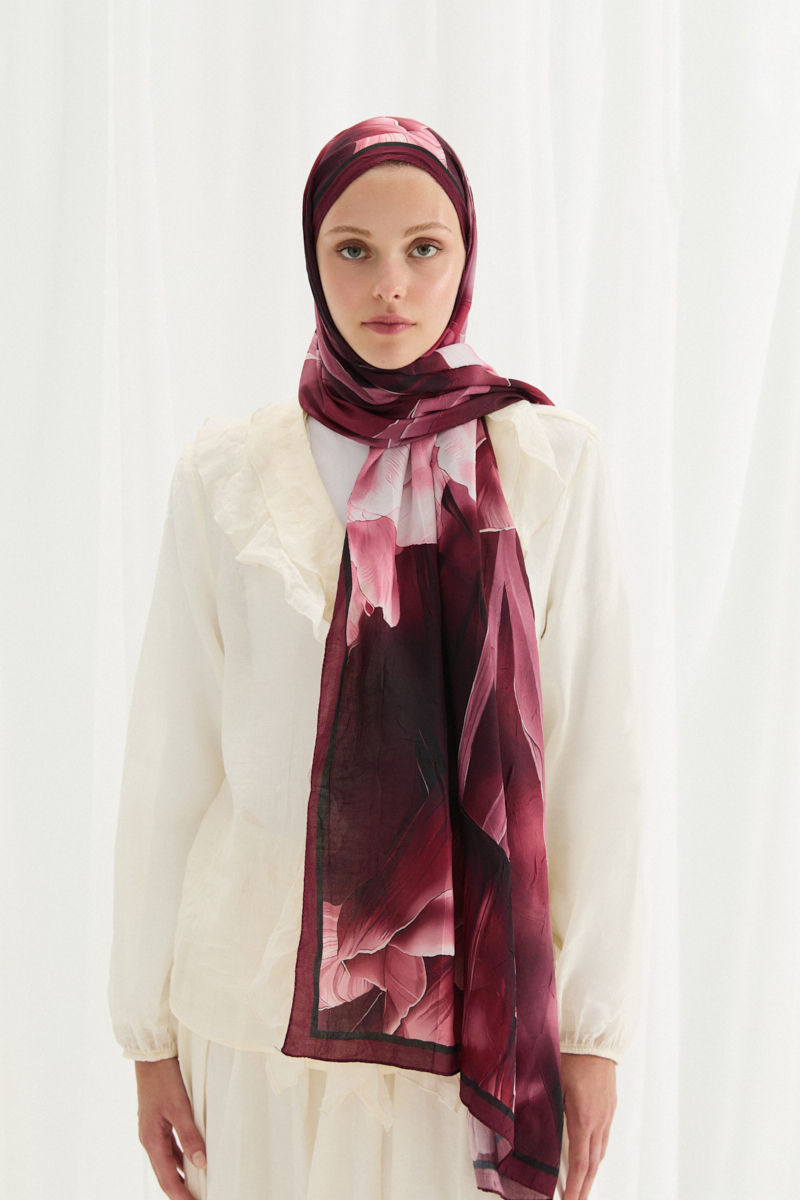 Tulipano Kraş Şal - Bordo - 1