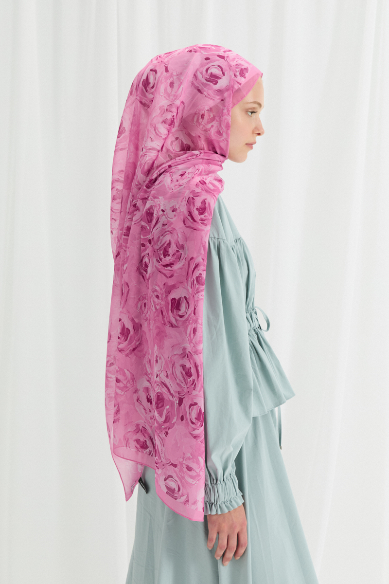 Valeria İpek Krep Şal - Pembe - 2