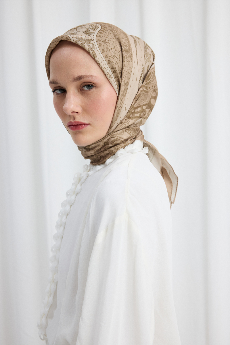 Vela Desen Soft Eşarp - Bej - 3
