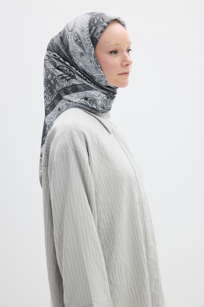 Vela Desen Soft Eşarp - Gri - 2