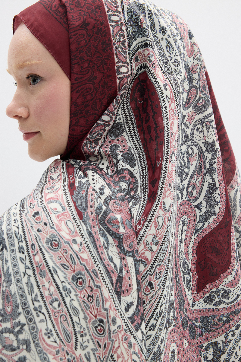 Vela Desen Soft Şal - Bordo - 3