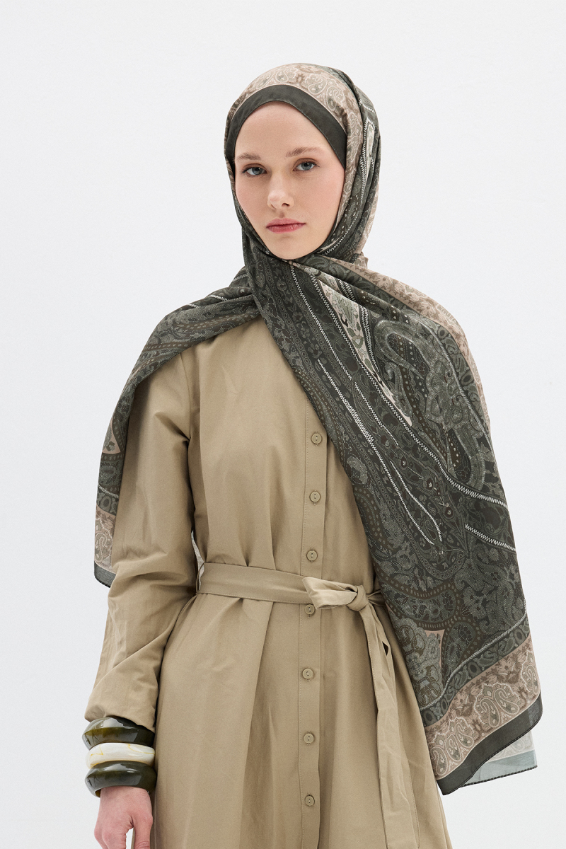 Vela Desen Soft Şal - Haki - 1