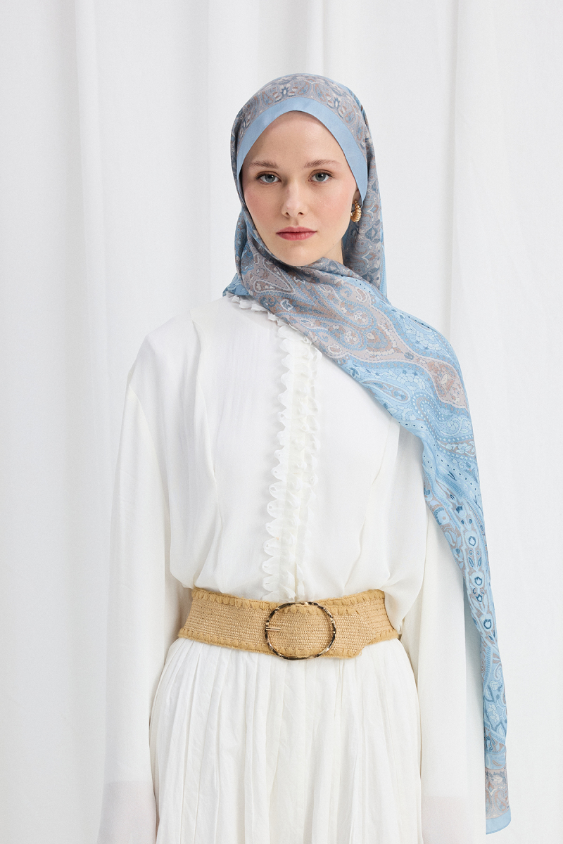 Vela Desen Soft Şal - Mavi - 1