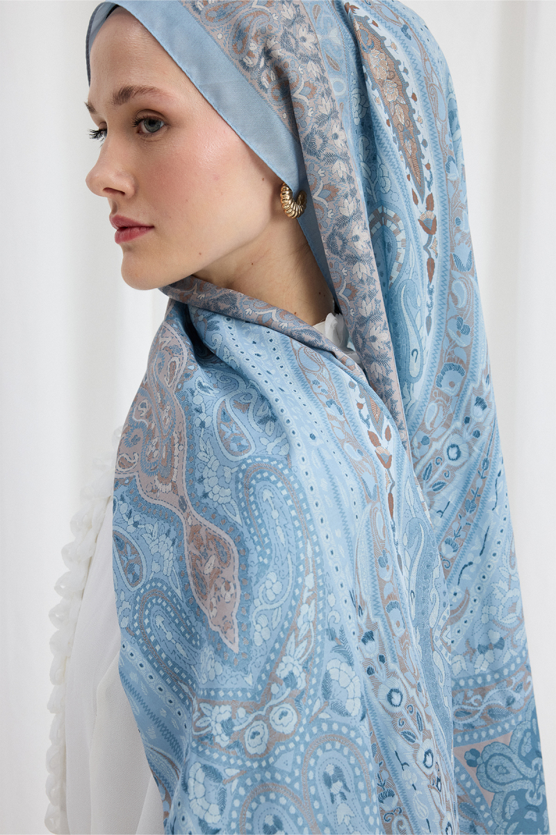 Vela Desen Soft Şal - Mavi - 3