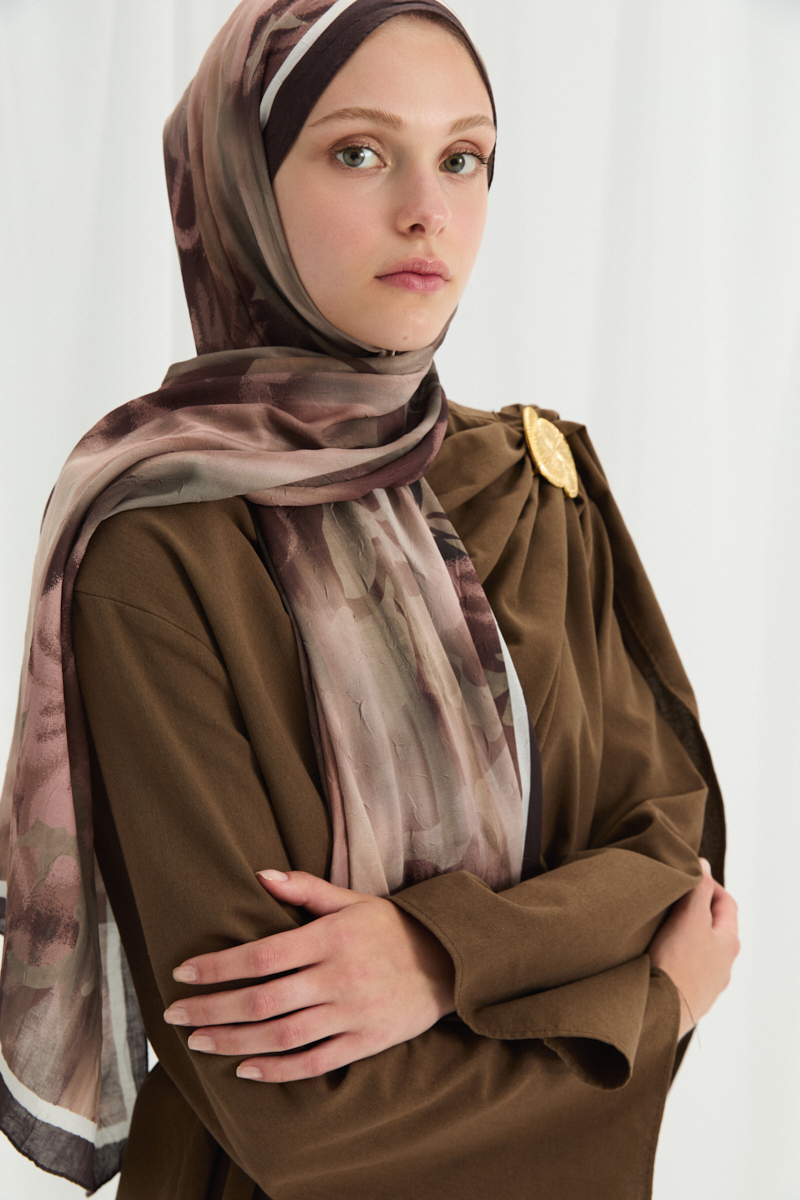 Velvet Kraş Şal - Kahve - 4