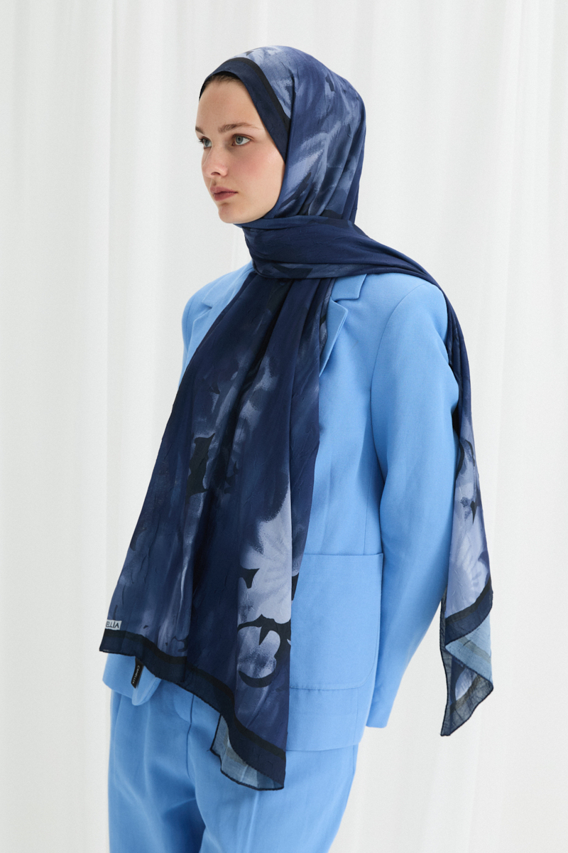 Velvet Kraş Şal - Lacivert - 2