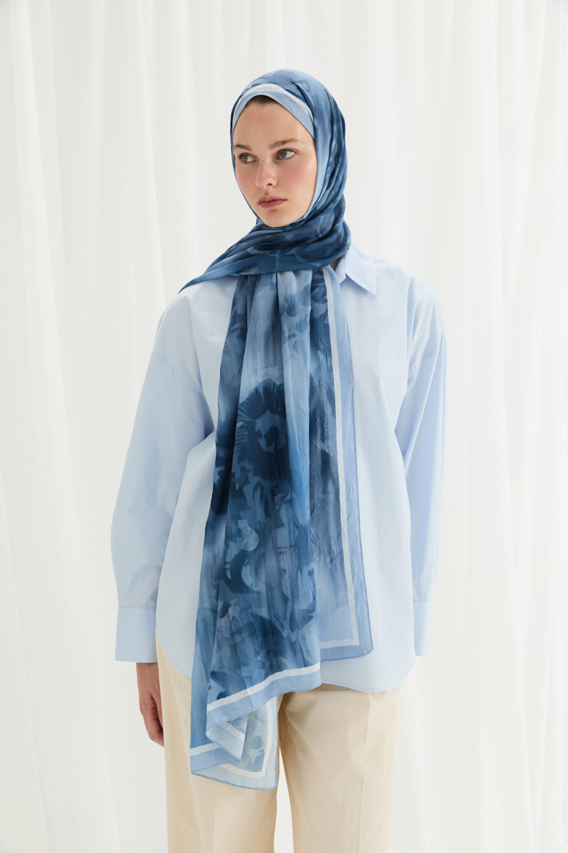 Velvet Kraş Şal - Soğuk Mavi - 2