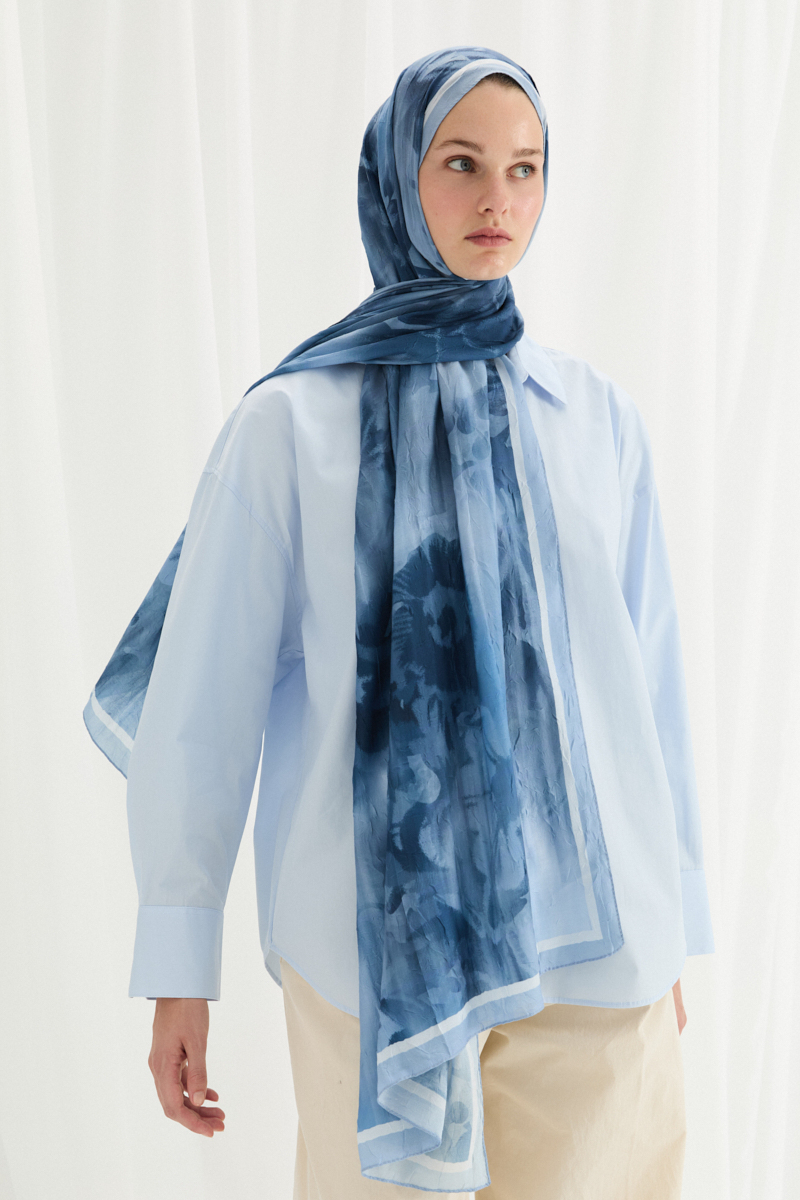 Velvet Kraş Şal - Soğuk Mavi - 3