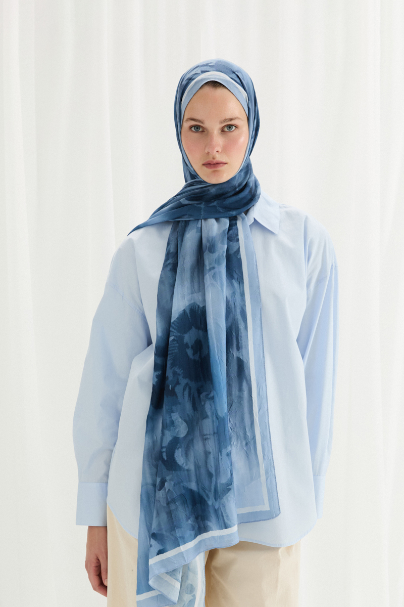 Velvet Kraş Şal - Soğuk Mavi - 1